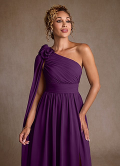 Azazie Lancaster Mother of the Bride Dresses Grape A-Line One Shoulder Chiffon Dress image6