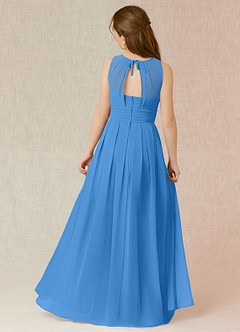 Azazie Bibiane Junior Abito A-Line in Chiffon Plissettato Blue Jay image2