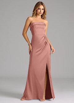 Azazie Aretha Bridesmaid Dresses Rosette A-Line Strapless Stretch Satin Convertible Dress image4