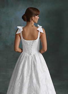 Azazie Rosalinda Wedding Dresses Diamond White Ball-Gown with Pockets Floral Burnout Dress image7