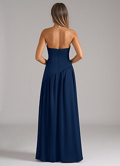 Azazie Adeline Bridesmaid Dresses Dark Navy A-Line Strapless Stretch Satin Convertible Dress image5
