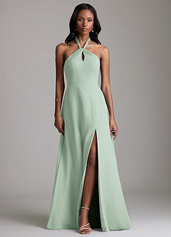 Azazie Tracie Bridesmaid Dresses Agave A-Line Pleated Chiffon Dress image4