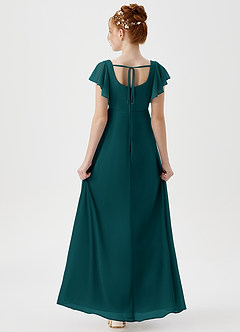 Azazie Bondi Junior Peacock A-Line Side Slit Mesh Dress image2