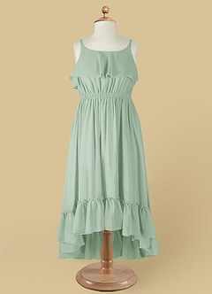 Azazie Karmen Flower Girl Dresses Agave A-Line Ruched Chiffon Dress image9