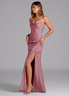 Azazie Claudelle Bridesmaid Dresses Vintage Mauve Mermaid Strapless Stretch Satin Dress image3