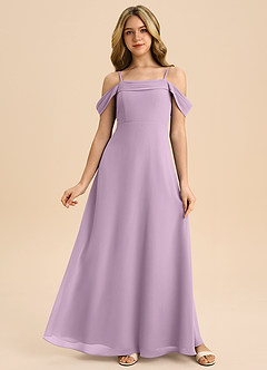 Azazie Anselie Junior Wisteria A-Line Off the Shoulder Chiffon Dress image1