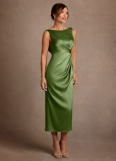 Azazie Mazhe Mother of the Bride Dresses Juniper A-Line Pleated Stretch Satin Dress image4