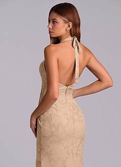 Azazie Valerie 신부 들러리 드레스 인어 주름진 플로럴 번아웃 바닥 길이 드레스 image2