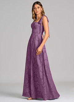 Azazie Debra Bridesmaid Dresses Wisteria A-Line with Pockets Floral Burnout Dress image3