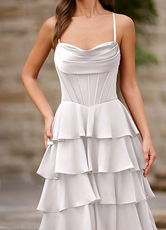 Rhythm Bianca Abito da ballo a trapezio con volant image8