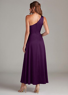 Azazie Brooke Robes de demoiselle d'honneur Robe Trapèze en Satin extensible Une épaule Grain De Raisin image7