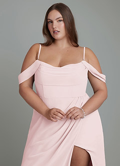 Azazie Johana Abiti da Damigella Abito Convertibile Sirena in Chiffon Spalle Scoperte Rosa Rossore image10