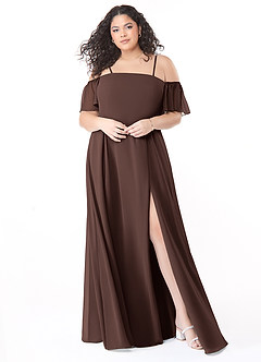 Azazie Sue Bridesmaid Dresses Ganache A-Line Off the Shoulder Chiffon Convertible Dress image6