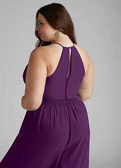 Azazie Kenzi Bridesmaid Dresses Grape Pleated Chiffon Jumpsuit image10