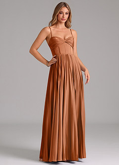Azazie Tyla Bridesmaid Dresses Copper A-Line Sweetheart Neckline Stretch Satin Dress image3