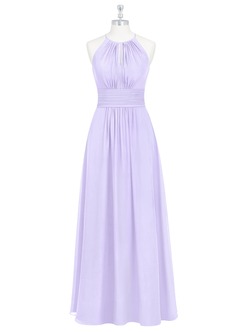 Azazie Bonnie Bridesmaid Dresses A-Line Keyhole Ruched Chiffon Floor-Length Dress image9