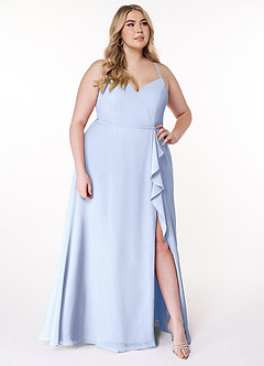 Azazie Naeem Bridesmaid Dresses Ice A-Line V-Neck Ruffle Chiffon Dress image9