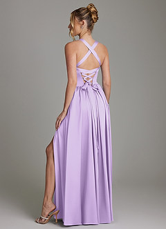 Azazie Francis Bridesmaid Dresses Lilac A-Line Corset Stretch Satin Dress image7