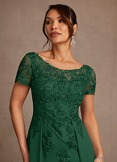 Azazie Alva Mother of the Bride Dresses Dark Green A-Line Lace Dress image6