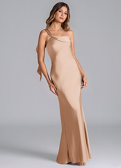 Azazie Driea Brudtärnklänningar Klä av Sjöjungfru i Stretch Satin Ena axeln Engelsk Ros image1