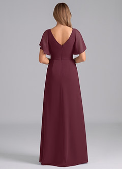 Azazie Ambrosia Probar vestidos en casa Vestido de Cabernet de Gasa de Corte en A con Plisado image6