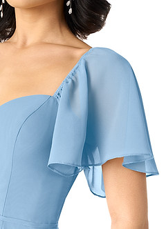 Azazie Chloe Bridesmaid Dresses Powder Blue A-Line Sweetheart Neckline Chiffon Dress image6