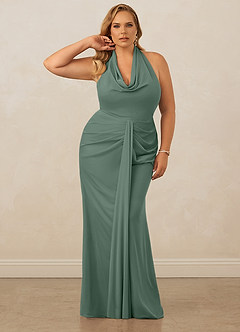 Christian Siriano Bridal for Azazie 1018 Bridesmaid Dresses Eucalyptus Sheath Pleated Mesh Dress image12