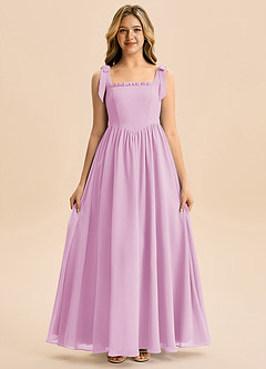 Azazie Delia Junior Abito A-Line in Chiffon Fiocco Rosa Confetto image5