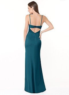 Azazie Leonis Bridesmaid Dresses Ink Blue Mermaid Pleated Stretch Satin Convertible Dress image4