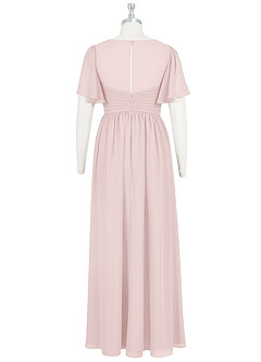 Azazie Verna Maternity Bridesmaid Dresses A-Line V-Neck Ruched Chiffon Floor-Length Dress image8