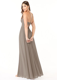 Azazie Aaida Brautjungfernkleider A-Linie Korsett Chiffon Kleid Taupe image5