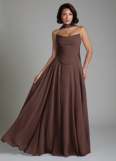 Azazie Ira Bridesmaid Dresses Ganache A-Line Corset Chiffon Dress image1