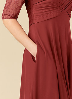 Azazie Gracelyn Mother of the Bride Dresses Rust A-Line Lace Dress image7