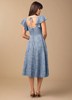 suknia Niebieski Pudrowy Midi Talia image2