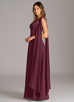 Azazie Tella Bridesmaid Dresses Cabernet A-Line One Shoulder Chiffon Dress image5