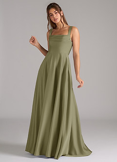 Azazie Shaude Brautjungfernkleider A-Linie Plissee Stretch-Satin Kleid Pistazie image5