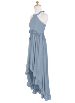 Azazie Hermione Vestido de Azul Polvoriento de Gasa/ Chiffon de Acampanado image8