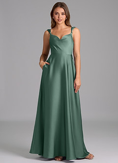 Azazie Beatrice Bridesmaid Dresses Eucalyptus A-Line Sweetheart Neckline Stretch Satin Dress image1