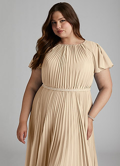 Azazie Kara Modest Bridesmaid Dresses A-Line Pleated Chiffon Floor-Length Dress image15