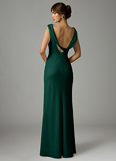 Azazie Kieryn Robes de demoiselle d'honneur Robe Sirène en Satin extensible Plissée émeraude image5