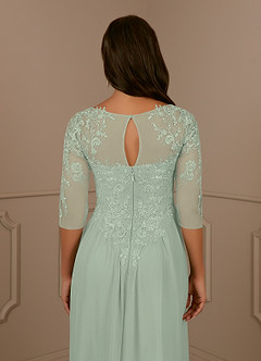Azazie Harriet Mother of the Bride Dresses Dusty Sage A-Line Scoop lace Mesh Dress image6