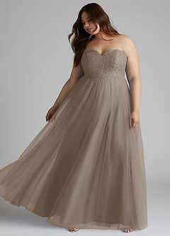 Azazie Roni Bridesmaid Dresses Taupe A-Line Sweetheart Neckline Tulle Convertible Dress image9