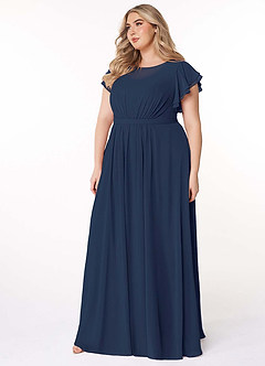 Azazie Daphne Modest Bridesmaid Dresses A-Line Ruffled Chiffon Floor-Length Dress image9
