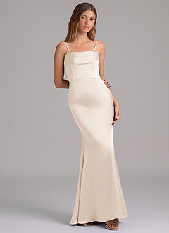 Azazie Miley 신부 들러리 드레스 인어 오프 더 숄더 스트레치 새틴 바닥 길이 드레스 image8