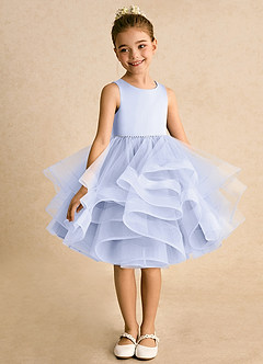 Azazie Tinie Flower Girl Dresses Lavender Ball-Gown Bow Tulle Dress image3
