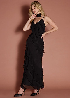 Ynez Black Ruffle Maxi Dress image8