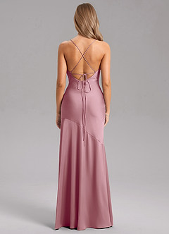 Azazie Grata Bridesmaid Dresses Vintage Mauve Sheath Side Slit Stretch Satin Dress image2