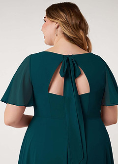 Azazie Kimber Bridesmaid Dresses Pine A-Line Flounce Sleeve Chiffon Dress image13