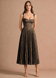 Isonelle Coffee Brown Midi Dress image4