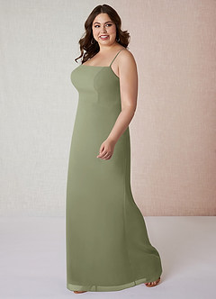 Azazie Tayla Bridesmaid Dresses Pistachio Sheath Square Neckline Chiffon Dress image8